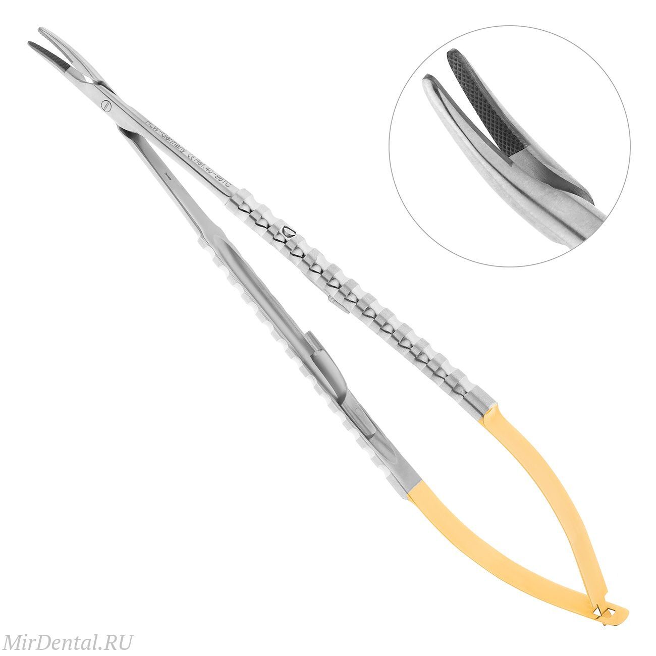 Иглодержатель хирургический изогнутый Micro-Nadelhalter TC, 18 см, 40-96TC*