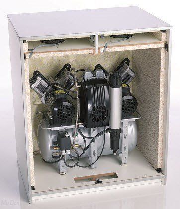 Шумопоглощающий деревянный шкаф с электронно управляемым вентилятором  для компрессоров Duo Tandem, Trio, Quattro and Tornado 4