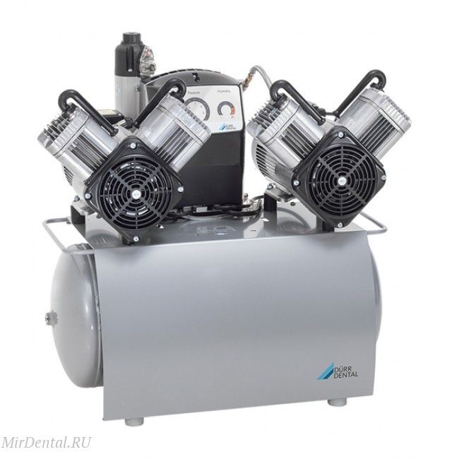 Duo Tandem Стоматологический безмасляный компрессор с мембранным осушителем 2 агрегатами без кожуха на 4-6 установок, 210 л/мин