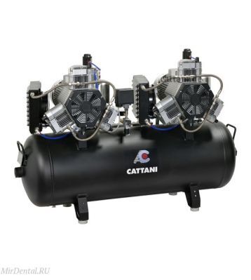 Компрессор стоматологический безмасляный 3х-фазный Cattani на 7 установок, тандем 2 мотора по 3 цилиндра, с 2 осушителями Cattani (Италия)