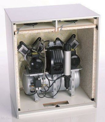 Шумопоглощающий деревянный шкаф с электронно управляемым вентилятором  для компрессоров Duo Tandem, Trio, Quattro and Tornado 4 Durr Dental (Германия)