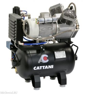 Компрессор cтоматологический безмасляный Cattani на 2 установки, с осушителем (без кожуха) Cattani (Италия)