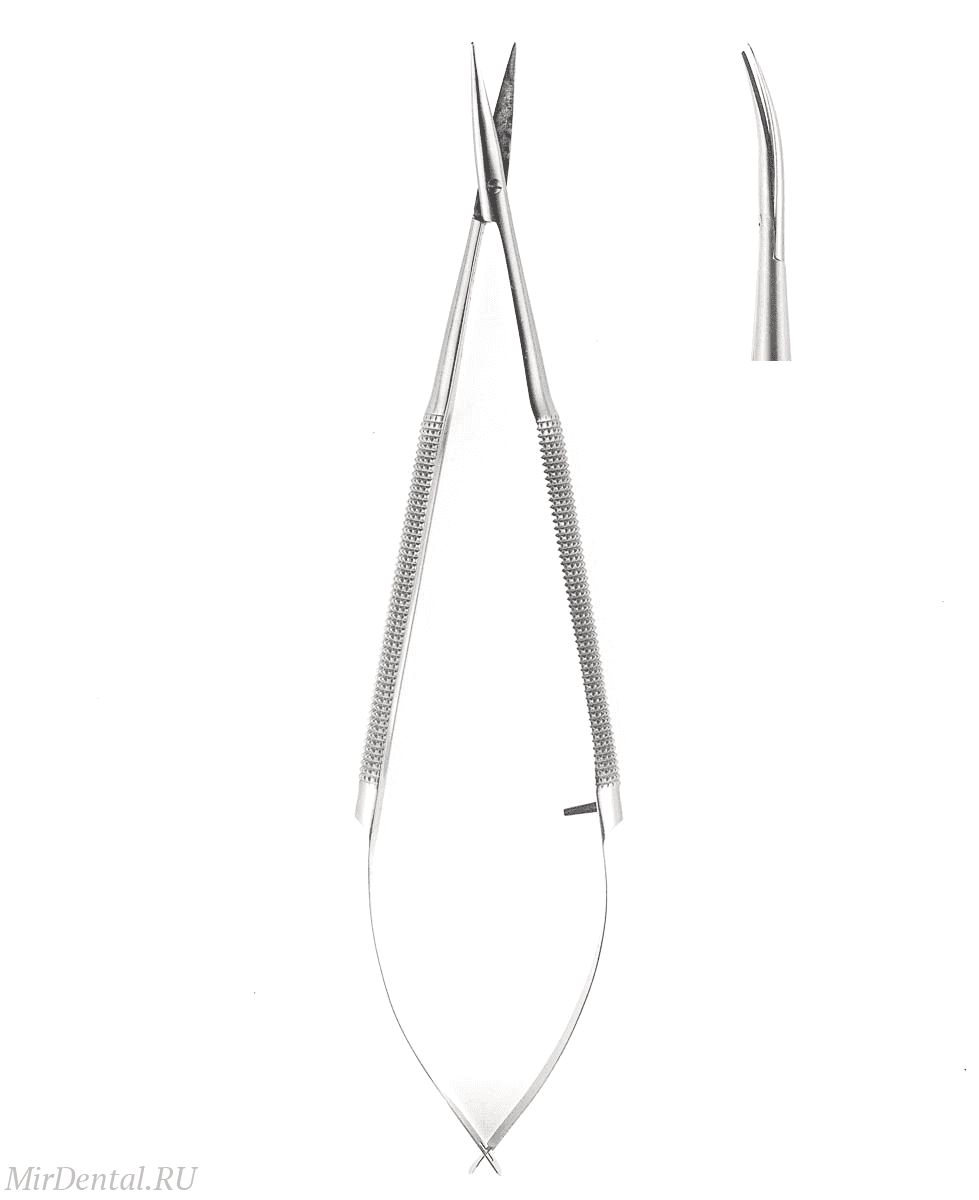 Ножницы микрохирургические изогнутые по плоскости Heep (Scheidel) 16 см