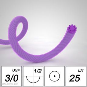 Лактисорб - плетеная нить 3/0, игла колющая 20 мм 1/2 