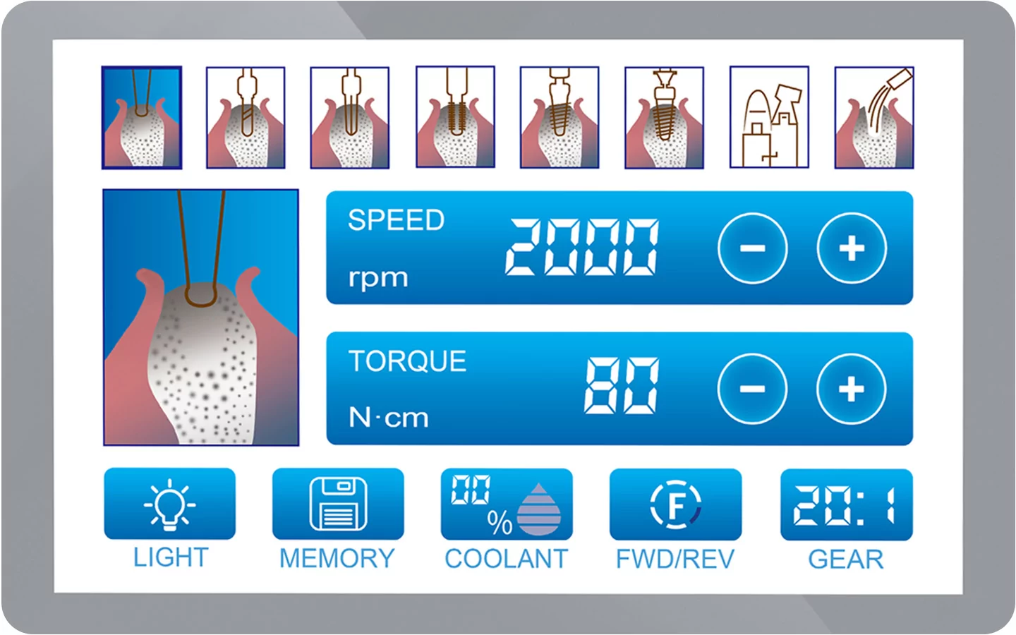 Настройка 8 программ имплантации DTE Implant-X