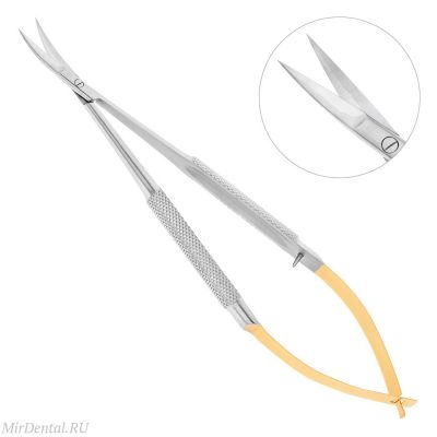 Ножницы хирургические изогнутые Castroviejo-Gomel TC, 14 см, 19-28TC* HLW Dental (Германия)