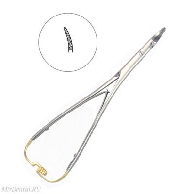 Иглодержатель хирургический изогнутый Nadelhalter TC, 17 см, 20-22B* HLW Dental (Германия)