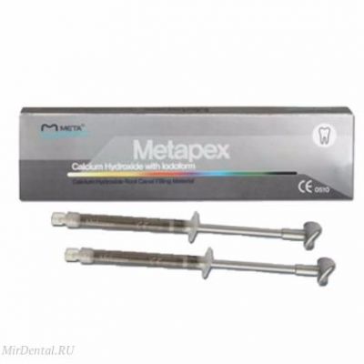 Паста гидроксида кальция стоматологическая пломбировочная METAPASTE, уп/2шпр.х 2,2гр + 20 канюль Meta Biomed (Ю. Корея)  