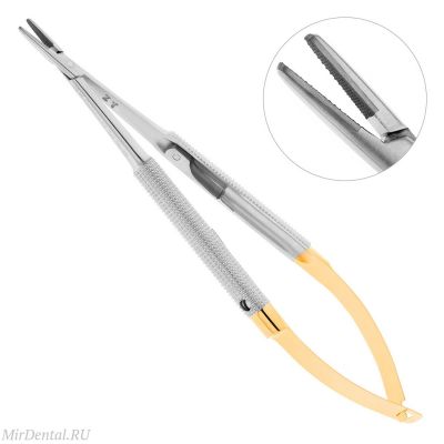Иглодержатель хирургический прямой Castroviejo-Gomel TC, 14см,, 20-19* HLW Dental (Германия)