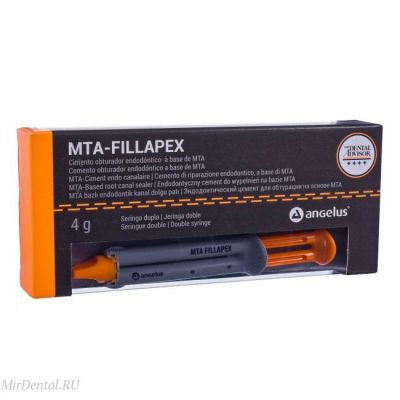 Эндодонтический силер на основе MTA-Fillapex, двойной смесительный шприц 4 г (база - 2г паста, катализатор - 2 г паста, 15 смесительных аппликаторов, палетка для смешивания) ANGELUS (Бразилия)