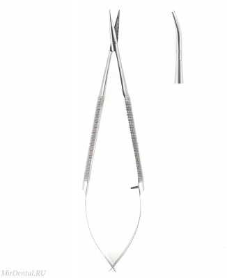 Ножницы микрохирургические изогнутые по плоскости Heep (Scheidel) 16 см Medenta-Instruments Co (Пакистан)