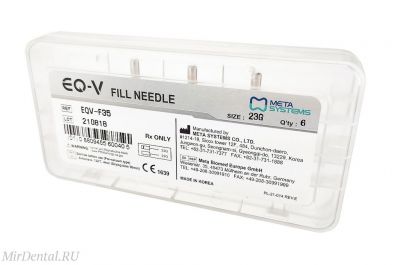 Иглы для экструзии гуттаперчи, EQ-V FillNeedle 23G, уп/6шт Meta Systems (Ю.Корея)
