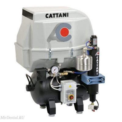 Компрессор безмасляный стоматологический Cattani на 2 установки в  пластиковом кожухе, с осушителем Cattani (Италия)
