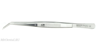 Пинцет стоматологический с фиксатором, с насечками, ребристый, 15см Medenta-Instruments (Пакистан)  103-071-P