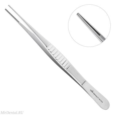 Пинцет атравматичный прямой De Bakey, 15см, 22-34* HLW Dental (Германия)