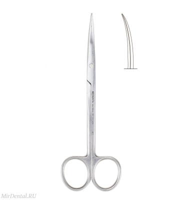 Ножницы изогнутые по плоскости Metzenbaum 14 см (острокончные), 131-313-P Medenta-Instruments (Пакистан)  131-313-P