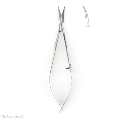Ножницы микрохирургические изогнутые по плоскости Westcott 11см (тупоконечные) Medenta-Instruments (Пакистан)  131-266